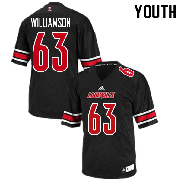 Youth #63 Zach Williamson Louisville Cardinals College Football Jerseys Sale-Black - Click Image to Close